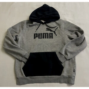 Puma Essentials Long Sleeve Hoodie Big Logo Men's Pullover Kangaroo Pocket Sz M